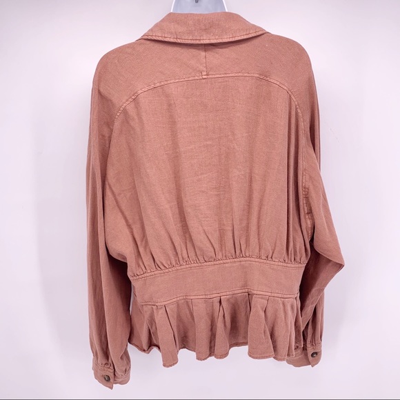 Free People Rust Colored Linen Jacket Size Small - Picture 5 of 7